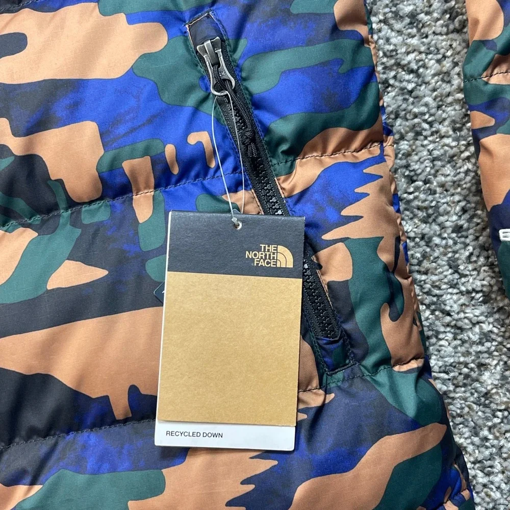The North Face Men's S 600 Down‎ Puffer Jacket Camo Blue Brown Hooded NF0A5GGE